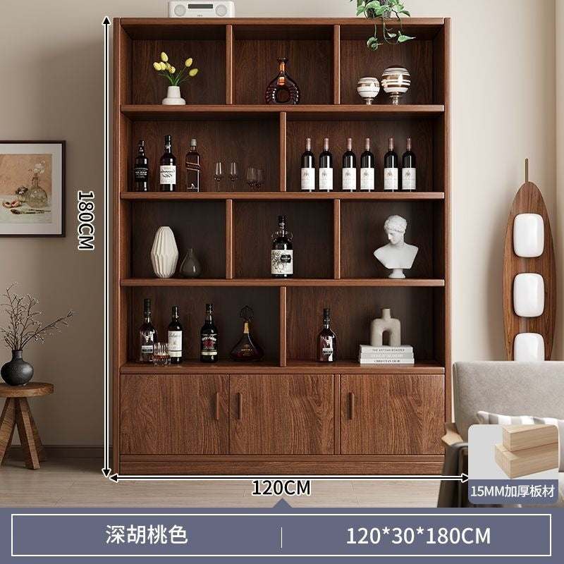 For homefloor-standing storage rack, whole wall storage cabinet, multi-layer solid wood wine cabinet, all-in-one wall bookcase, living room storage cabinet