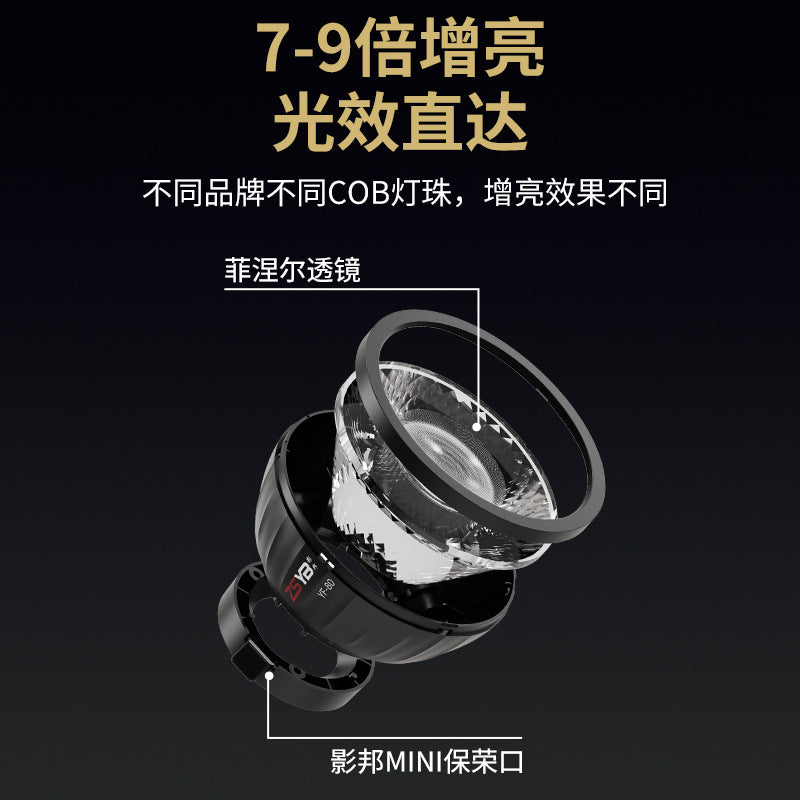 Foreign trade custom Yingbang Mini mouth Fresnel lens 9 times brighter photography condenser, external shooting accessory beam tube