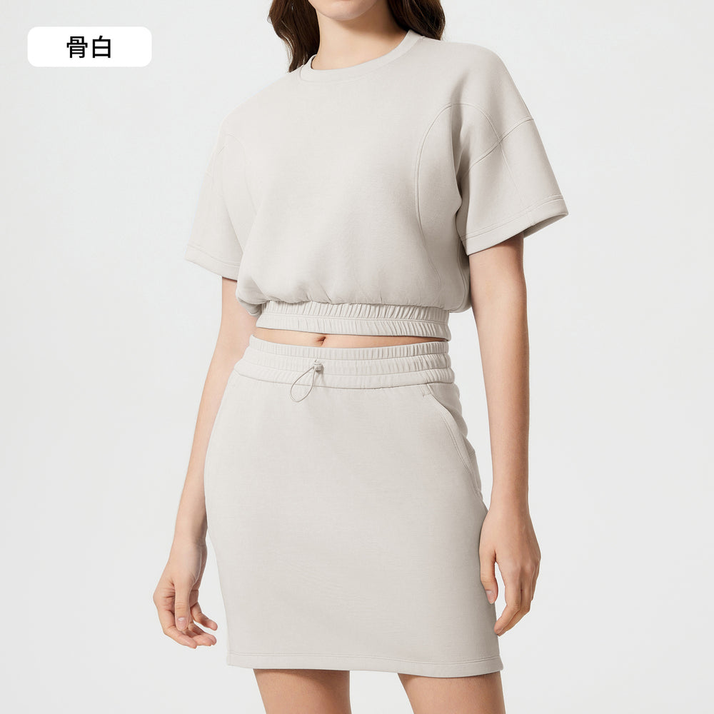 Women's summer casual activewear set: cloud-like air layer, loose fit, slimming, solid color, fashionable fitness yoga two-piece outfit