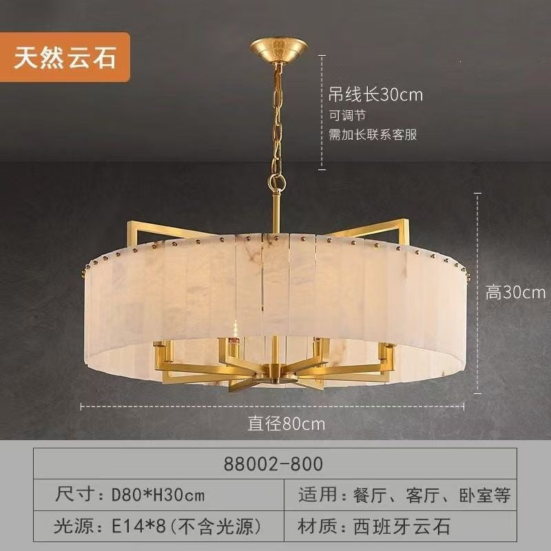 Luxury marble & solid brass living room chandelier - modern minimalist lighting for dining room, bedroom, show home, villa, duplex, and grand hall
