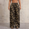 Pre-sale 65762#  cross-border women's clothing european and american foreign trade ins camouflage trendy brand straight wide-leg overalls