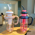 Summer's hottest selling women's high-style insulated tumbler! large capacity, portable, with straw, plastic cup, cute belly design, and handle