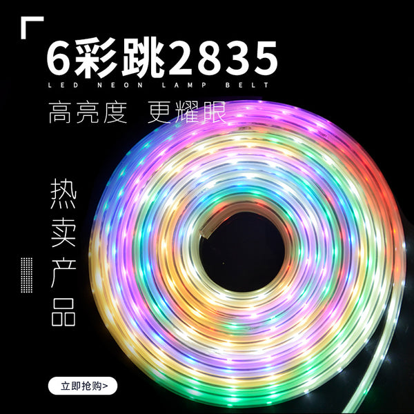 高压220V 2835-48D六彩跳灯带套装 户外装饰灯条工程装修氛围灯