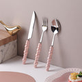 Light luxury style ins knife, fork, spoon, pearl handle, stainless steel tableware, creative fork, household high-looking mooncake knife and fork