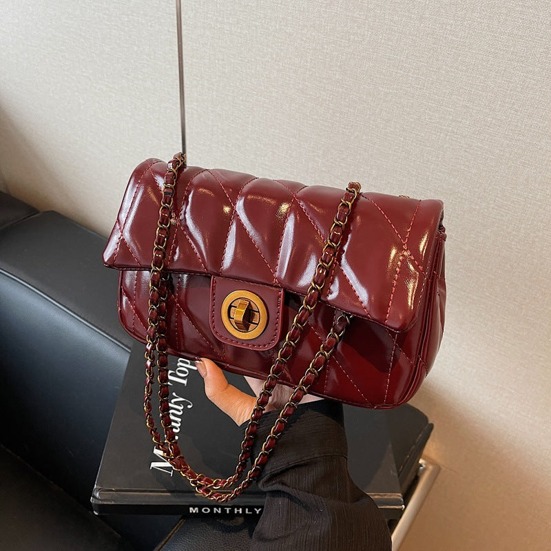 Small square bag women 2025 new trendy fashion diamond red chain shoulder messenger bag wholesale