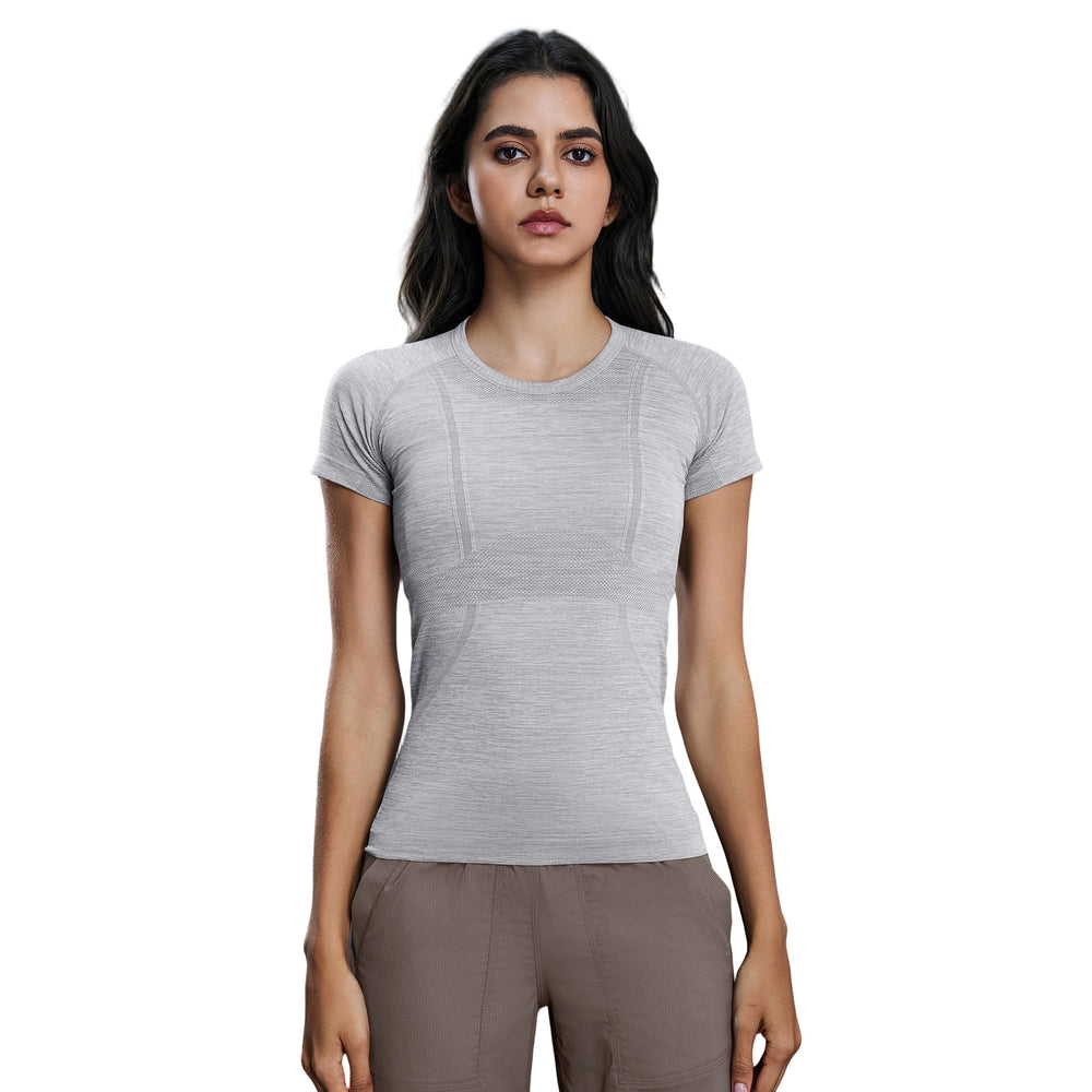 Spring/summer new women's short-sleeve crew neck sports t-shirt - running, fitness, slim-fit, breathable yoga top - s2067