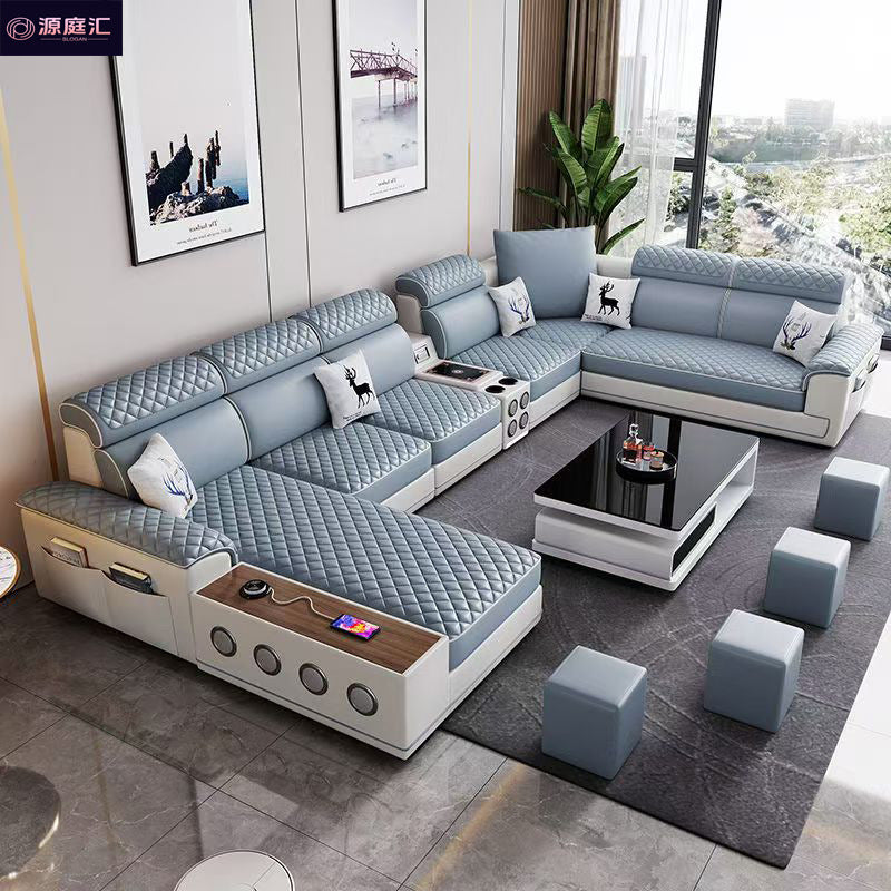 Living room sofa multi-functional no-wash technical cloth latex large and small apartment fabric sofa corner cat scratching leather sofa