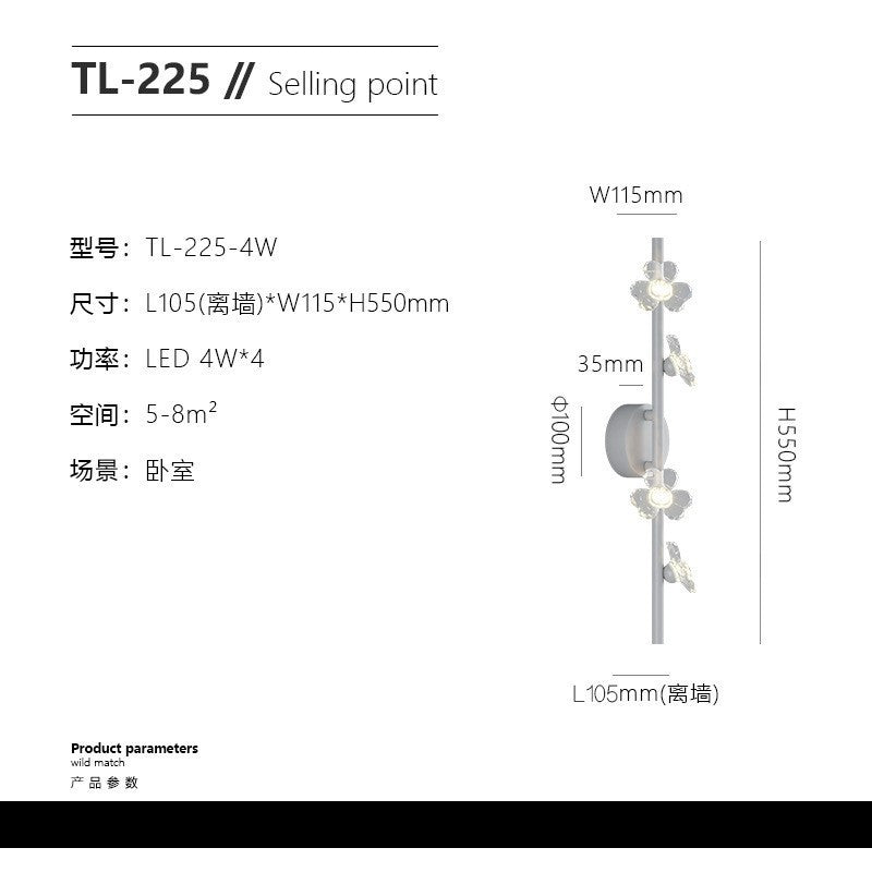 Wall lamp light luxury personality creative bedroom led bedside lamp Nordic simple modern living room TV series background wall lamp