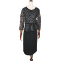 African women's mid-length dress -  &  - round neck printed office lady (ol) commute solid color two-piece dress set