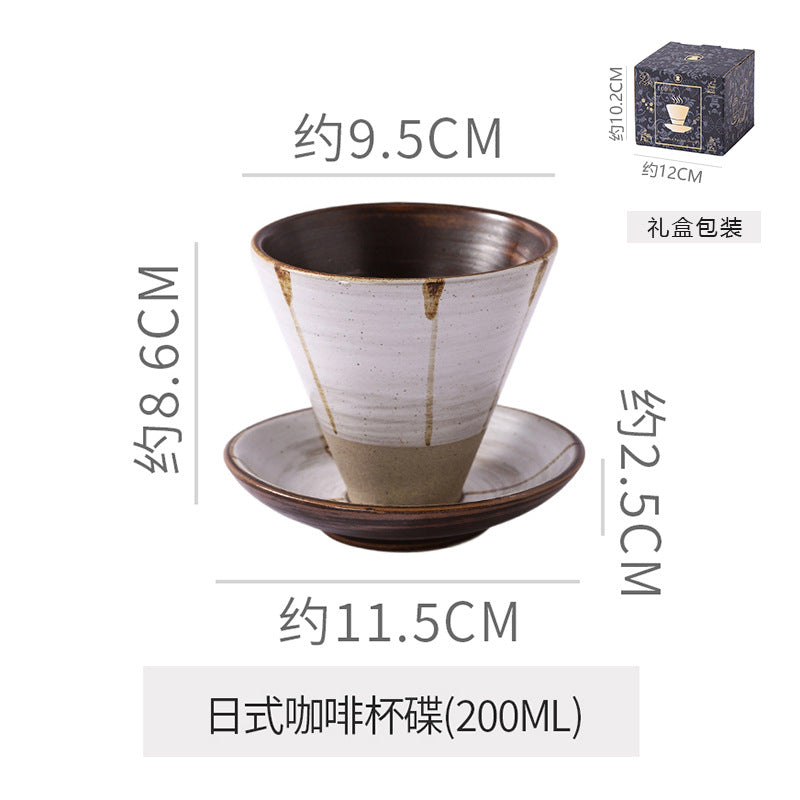 Creative niche style ceramic coffee cup and saucer suitjapanese style mug retro stoneware latte latte cup gift box