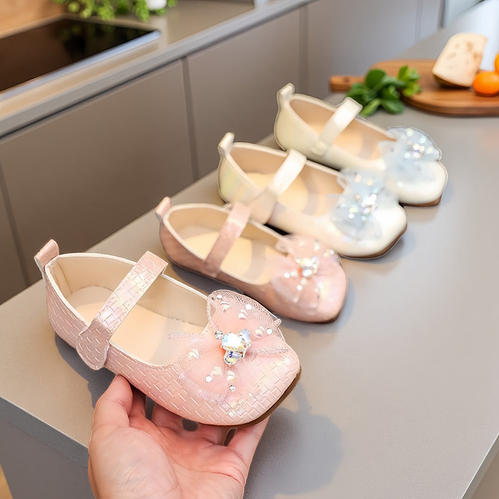 Preppy stylekidsflats square toe springnew arrivalk-style big bowsgirl princess shoes children's leather shoes
