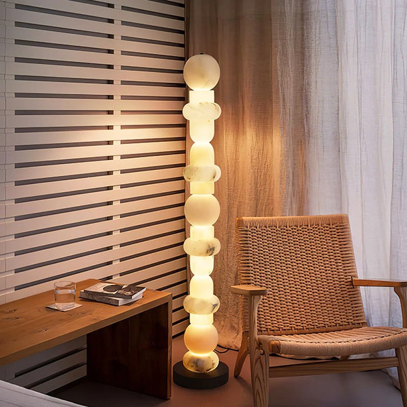 Artificial marble resin floor lamp - decorative statement piece for home, living room, sofa side, tv cabinet, and new home celebrations