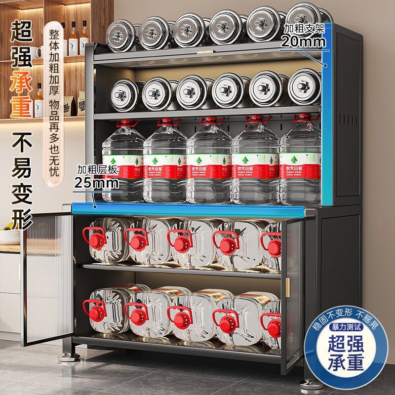 Kitchen storage cabinet thickened dustproof sideboard floor-standing multi-layer microwave oven storage cabinet cupboard with door cupboard