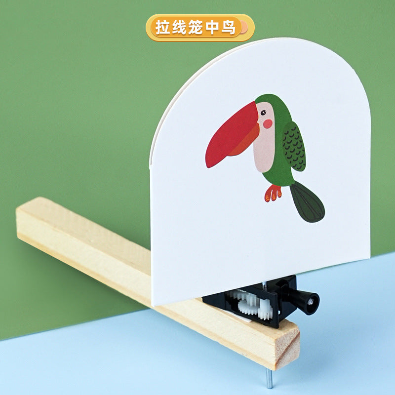Pull the wire cage bird vision persistence handmade material package primary school students science and technology small production bird into the cage scientific experiment