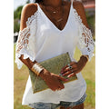 summer new european and american style lace off-the-shoulder v-neck camisole loose casual top women's clothing
