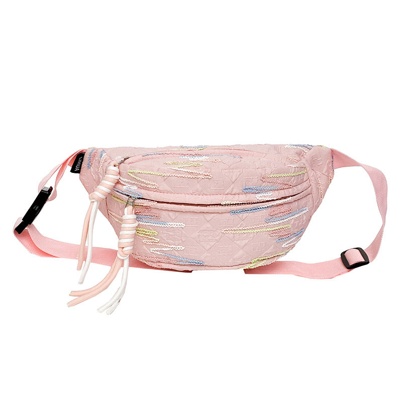 Cute and lightweight pleated breast bag Japanese ins small fresh student fanny pack female Mori girl niche messenger bag