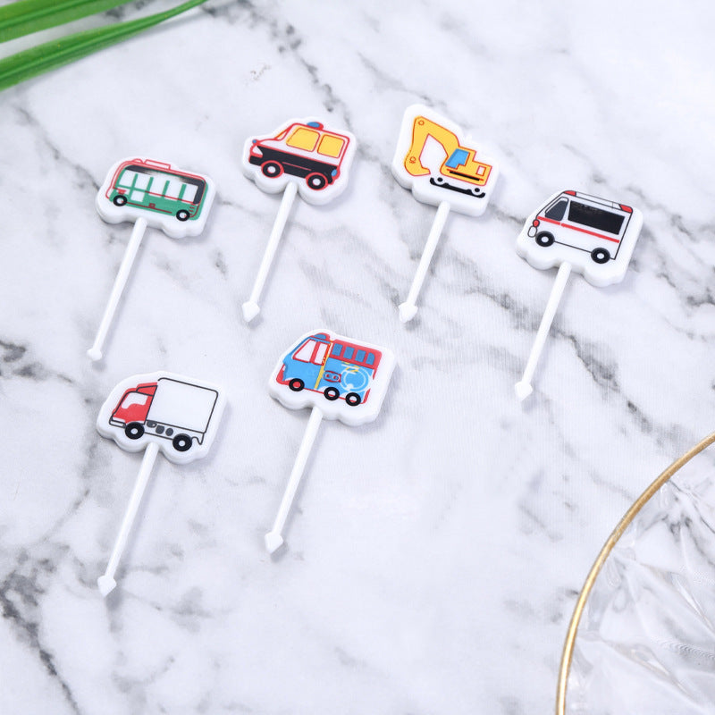 Japanese cartoon fruit picks creative children's food forks cake forks cute animal dessert forks plastic fruit forks