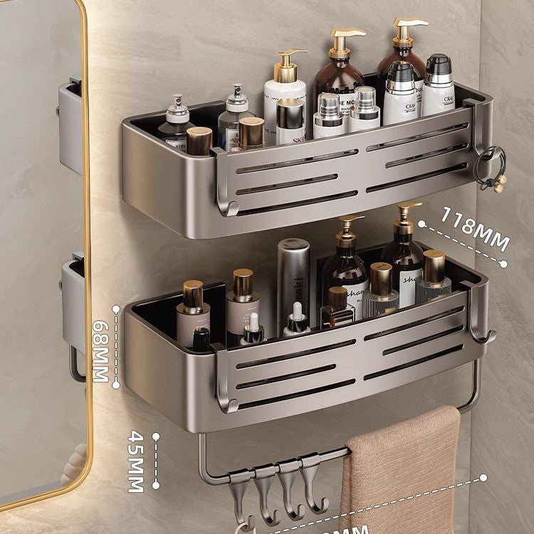 Gun gray bathroom storage rack bathroom toilet punch-free bathroom sink corner wall-mounted storage rack
