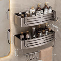 Gun gray bathroom storage rack bathroom toilet punch-free bathroom sink corner wall-mounted storage rack