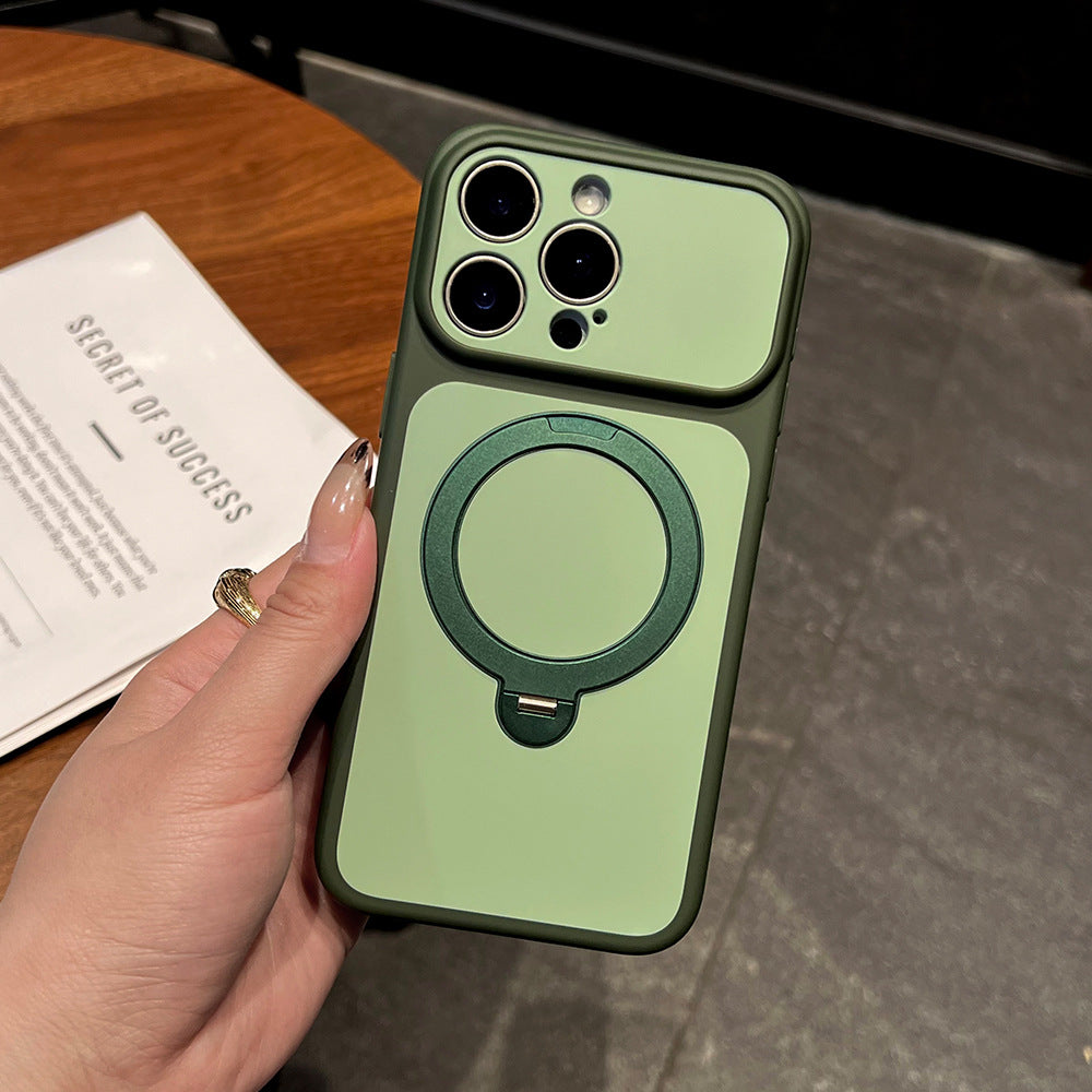 Suitable for contrasting color skin feel rotating magnetic holder apple 17 mobile phone case iphone18promax anti-fall hard case 16