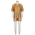 <vip客户>European and american style sexy women's cutout see-through color block turn-down collar knit shorts set</vip客户>