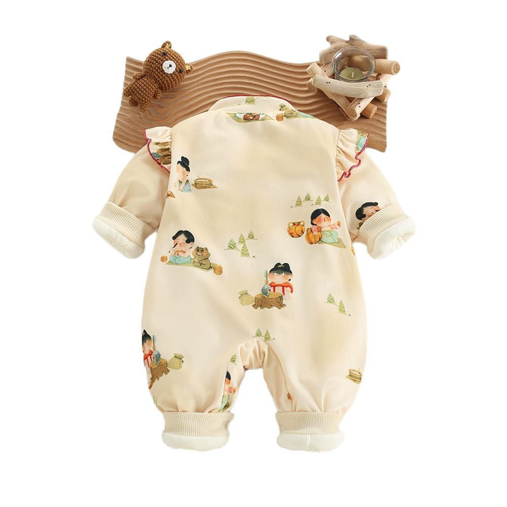 Baby winter rompers: fleece-lined & cotton-padded onesies for boys & girls - autumn/winter newborn chinese style cotton rompers