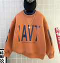 winter new arrival: mid-to-large size children's fleece-lined, extra-thick letter print trendy sweatshirt - boys' warm and cold-proof pullover