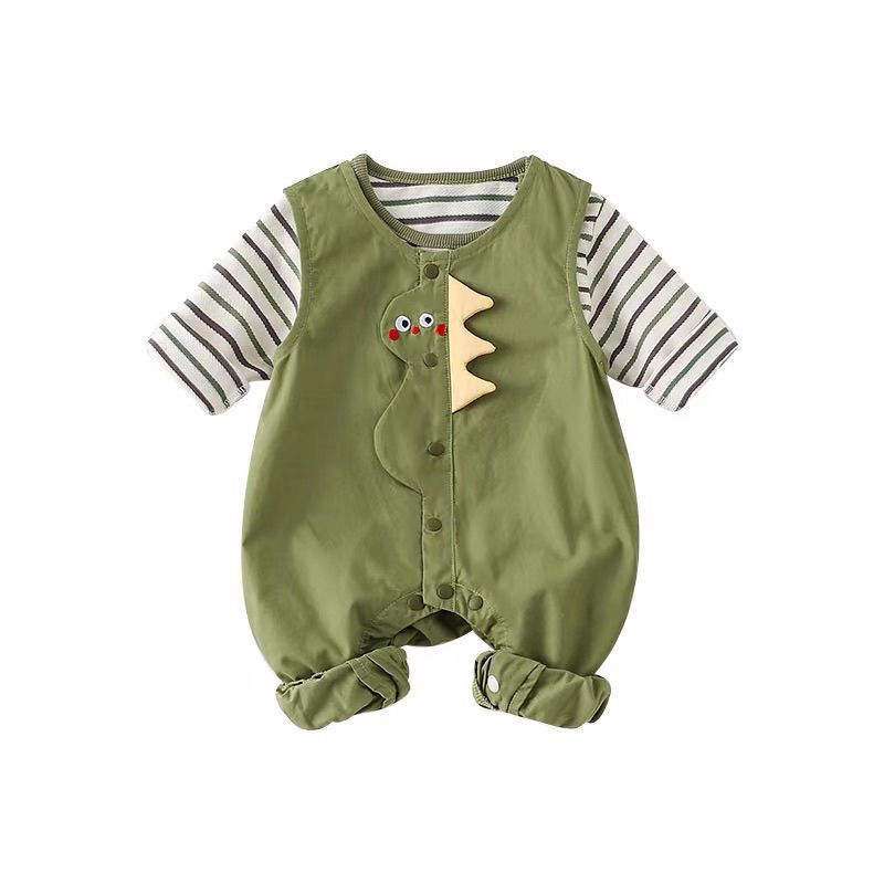Trendy boys' clothing: adorable new spring/autumn overalls set for infants and toddlers - long-sleeved two-piece autumn outfit