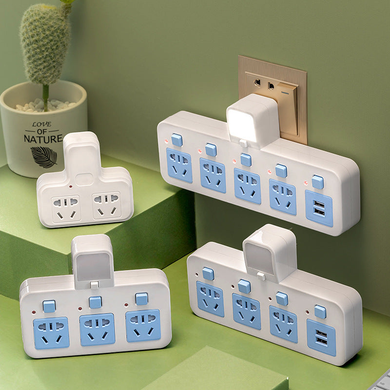 Multi-outlet adapter plug splitter power strip - one-to-many panel, multi-port wireless power strip (cordless)