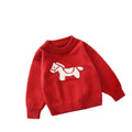 Kidssweater horse year ben ming nian red knitting shirt  fall and winter new arrivalchildren's clothing festive new year's greetings