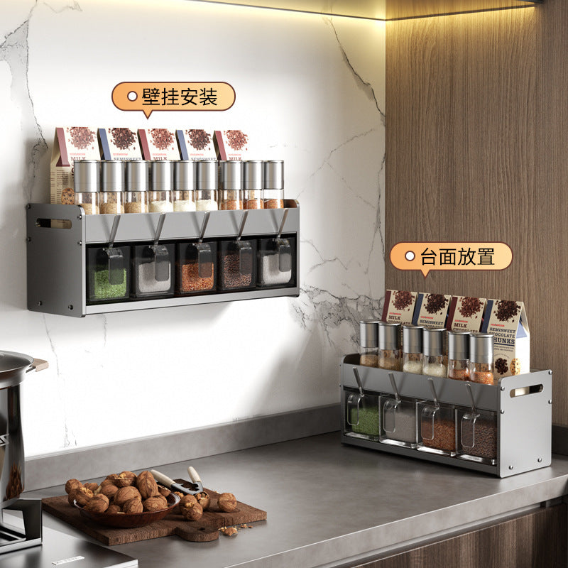 Household seasoning box, kitchen seasoning, salt, monosodium glutamate, pepper seasoning, storage box, wall-mounted seasoning, bottle and can combination set