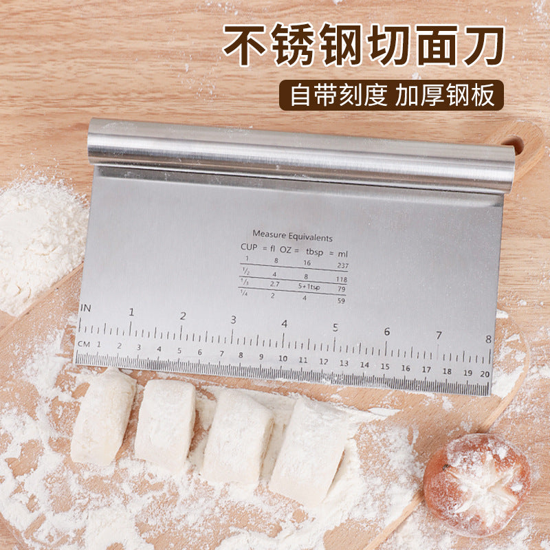 Stainless steel dough scraper with measurement markings - flour cutter, baking tool, nougat dough scraper - cross-border hot seller