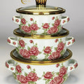 Export cross-mirror enamel small 3-piece pot set, exquisite soup pot, enamel pot, double-ear soup pot suit12cm/14cm16cm