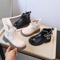 Girls' fashion bowknot princess leather ankle boots - new autumn/winter  korean style children's british-inspired martin boots - black