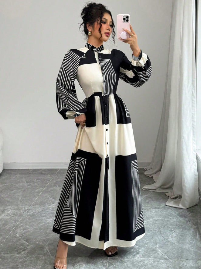 European and american women's clothing  new arrival: export-grade printed pleated fashion tie-up casual plus size african dress