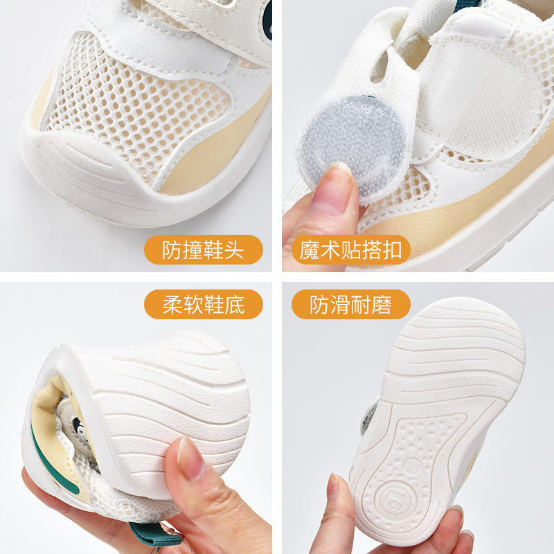 Baby sandals for boys, summer first walker shoes, 0-1-2 years old infant anti-slip soft sole mesh shoes for babies and toddlers, baby girl shoes