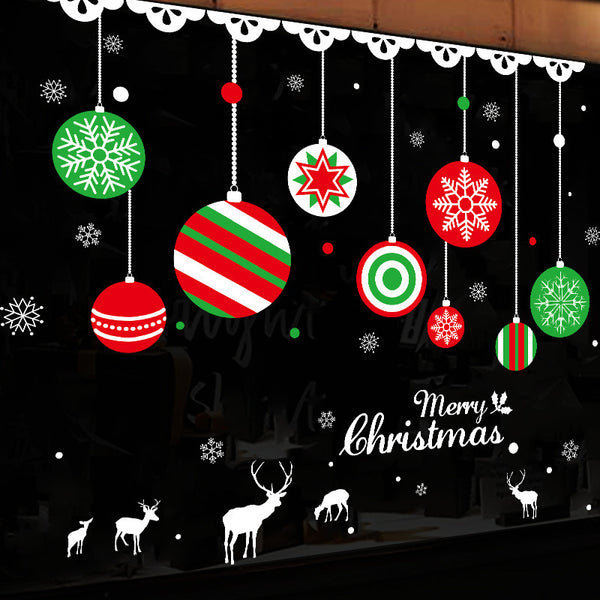 Window glass sticker clothing store wall sticker sticker Christmas decoration pendant hanging ball living room XH7248