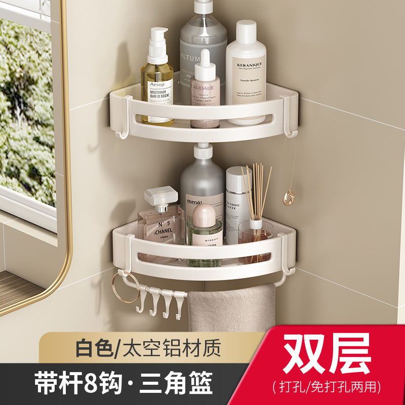 White Toilet Shelf No Punching Triangular Bathroom Toilet Wash Table Wall Mounted Wall Storage Toilet