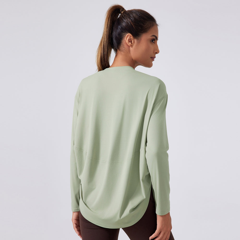 New women's yoga top - barely there feel, loose fit, long sleeve t-shirt - quick dry, breathable, training, running, fitness apparel daw187
