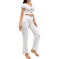 European and american cross-border hot-selling women's loungewear set: heart print short-sleeve top and pants, two-piece pajama set, suitable for wearing outdoors