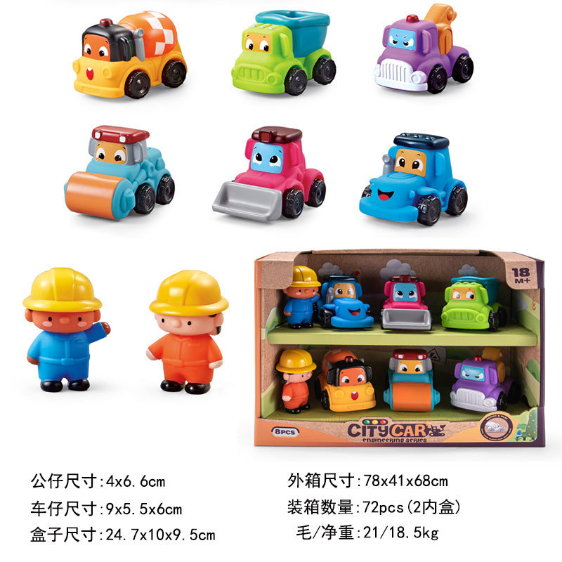 Cross-border export  cartoon toys soft glue animals children inertia car baby q cute car toy car