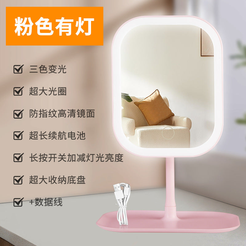 Led makeup mirror - portable desktop vanity mirror with light for students, dorms, and travel - compact and portable