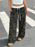 new european and american style american retro camouflage casual pants - loose fit, versatile, straight leg, slimming women's trousers