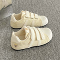 Embroidered versatile white sneakers for women, 2026 new spring/autumn collection, velcro closure german army trainers, chunky clogs