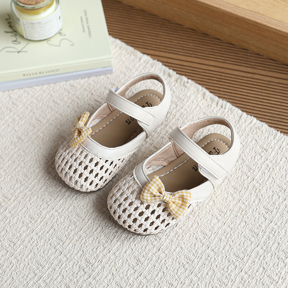 new girls' hollow-out sandals - kids' breathable velcro butterfly summer princess sandals