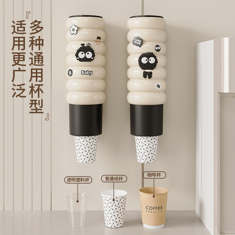 Luxury wall-mounted automatic cup dispenser for disposable cups - no drilling required, high-style design for home or office