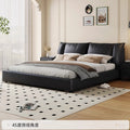 Source factory black leather bed italian normcore master bedroom upholstered double bed storage air pressure high box storage bed