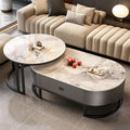 Rock slab coffee table living room for homeaccessible luxury modern casual oval sub-mother coffee table popular small apartment with drawer tea table
