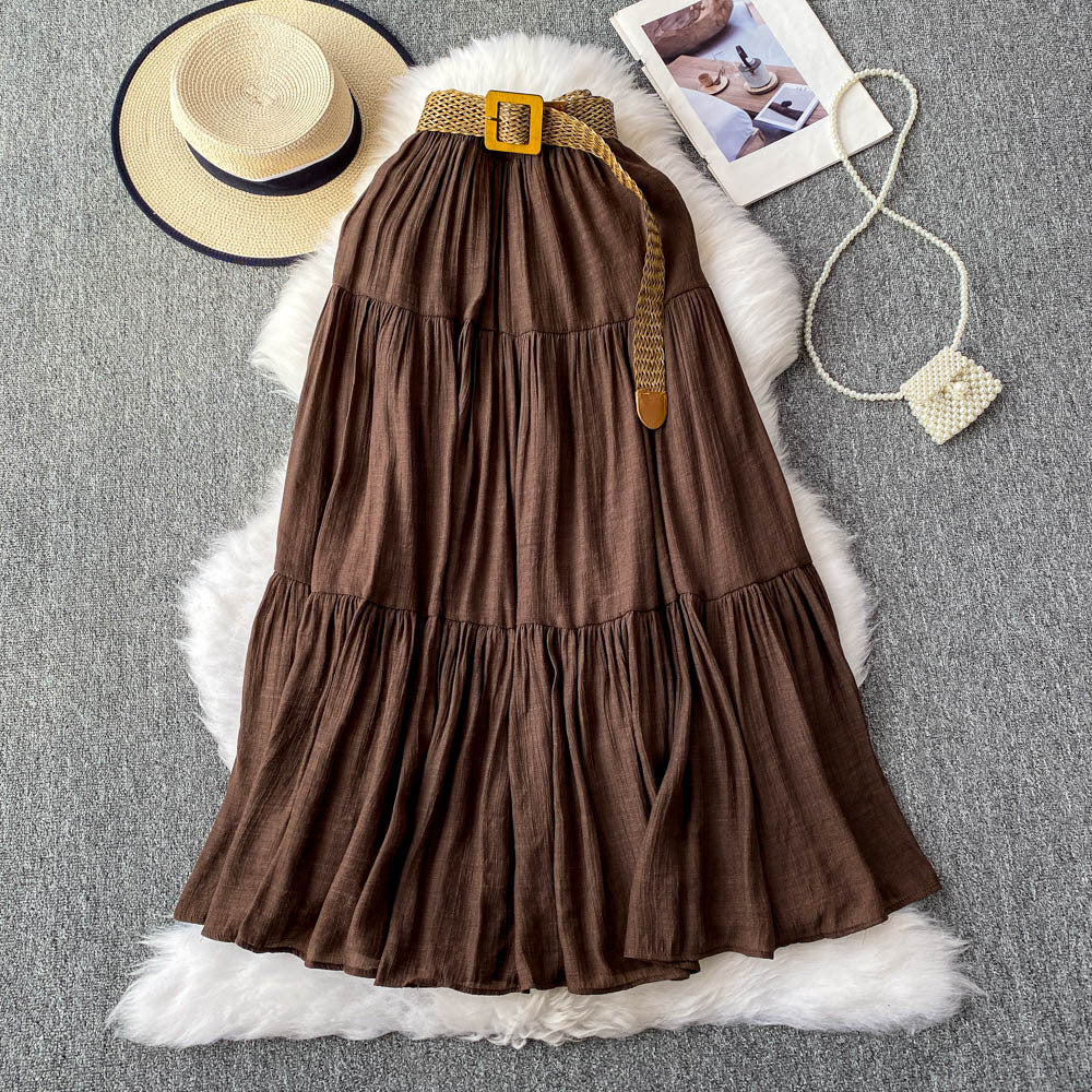 White midi skirt for women, summer  collection: petite-friendly, high-waisted, slimming, flowy, tiered cake skirt
