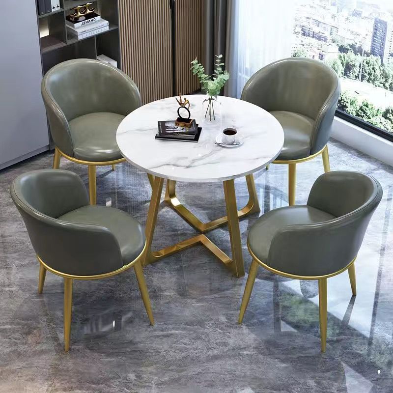 Nordic light luxury negotiation table and chair set, balcony leisure table and chair set, small coffee table, casual reception, modern minimalist small round table